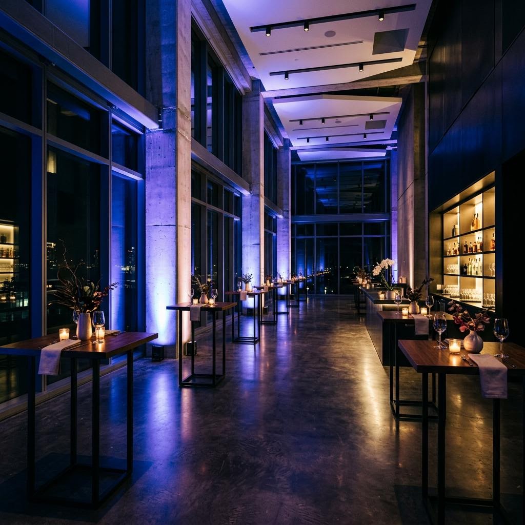 Colored lighting in an evening venue
